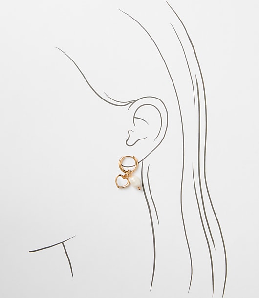 Pearlized Heart Cluster Hoop Earrings