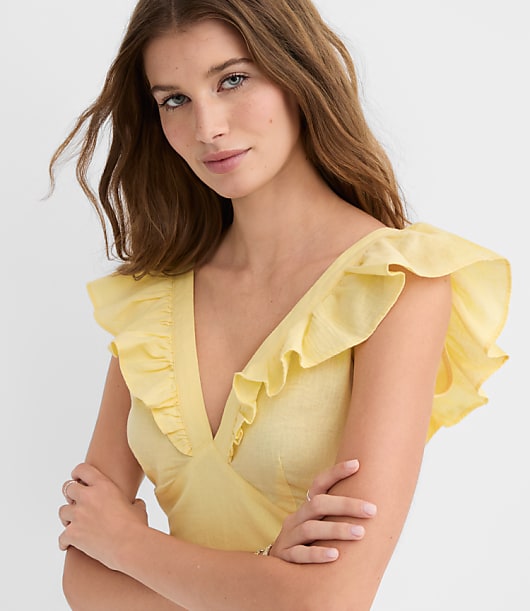 LOFT Beach Linen Cotton Mini Wrap Skirt