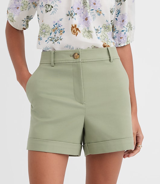 Petite Cuffed Shorts in Doubleweave