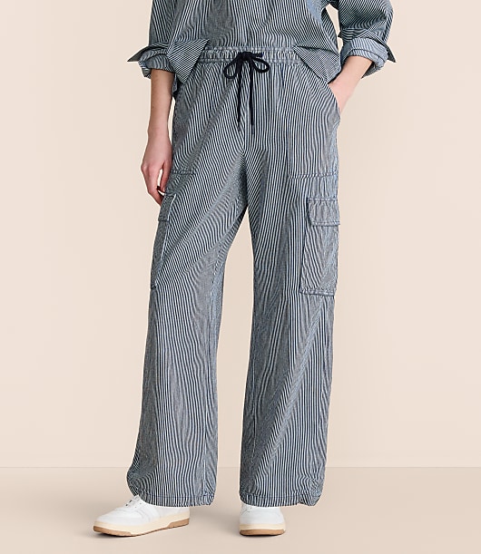 Petite Lou & Grey Striped Adjustable Parachute Pants
