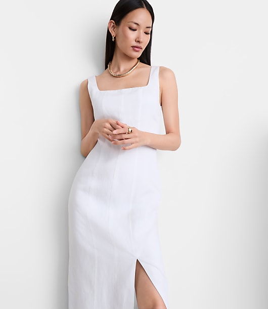 Petite LOFT Versa Luxe Lyocell Linen Midi Dress