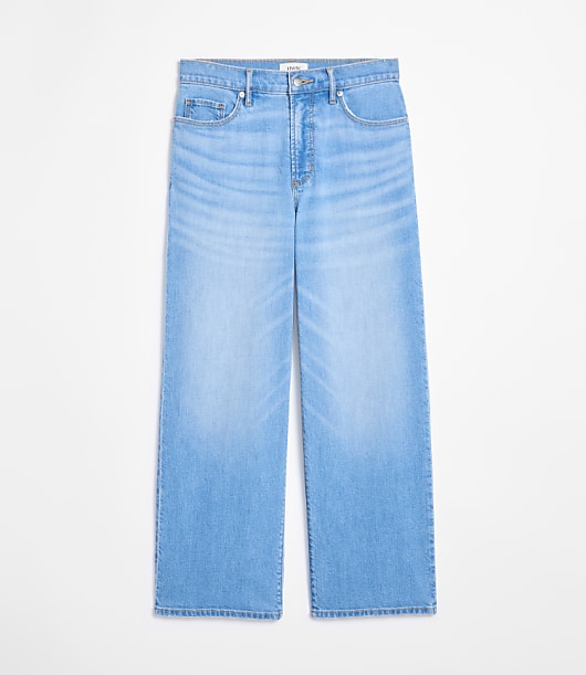 Rivete Petite Curvy High Rise Wide Leg Crop Jeans in Bright Medium Stonewash
