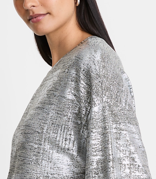 Petite LOFT Versa Metallic Cropped Relaxed Tee