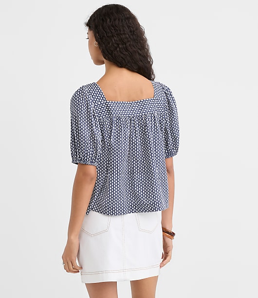 Clover Square Neck Puff Sleeve Top