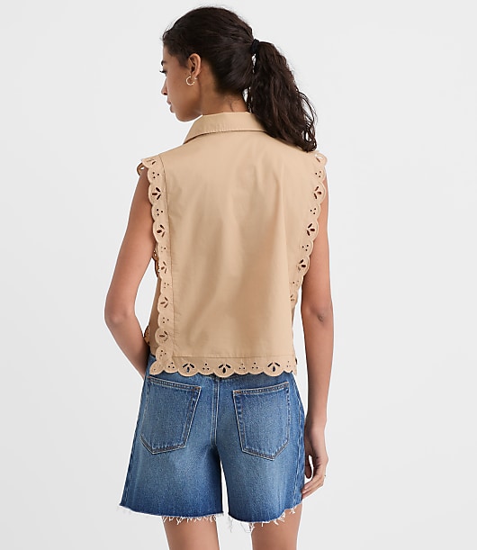 Eyelet Poplin Sleeveless Shirt