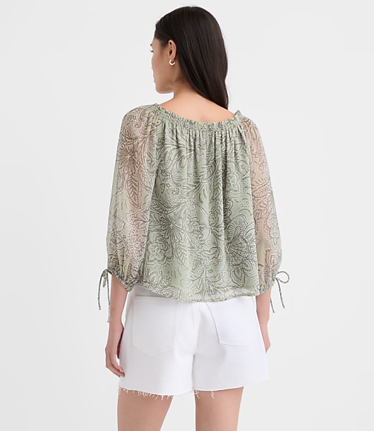 Floral Tie Cuff Off The Shoulder Blouse