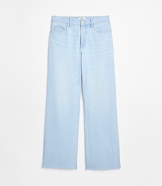 Rivete Curvy Fresh Cut Mid Rise Wide Leg Jeans in Wave Wash