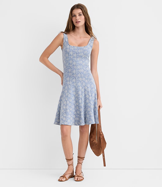 Petite Floral Ponte Seamed Mini Dress