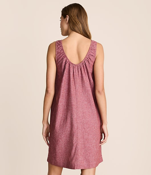 Lou & Grey Linen Cotton Scoop Neck Mini Pocket Dress