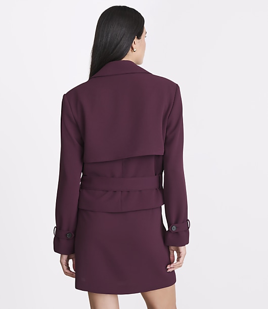 Petite LOFT Versa Crepe Drape Short Trench Coat