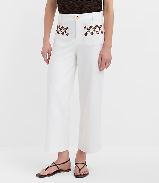 Petite Palmer Wide Leg Crop Pants in Twill