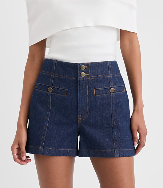 Rivete Double Shank High Rise Denim Shorts in Nova Wash