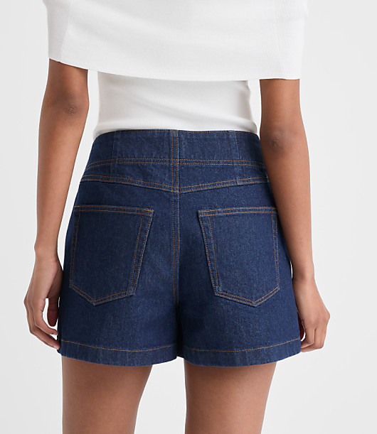 Rivete Double Shank High Rise Denim Shorts in Nova Wash