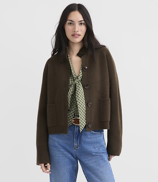 Heathered Mock Neck Sweater Jacket