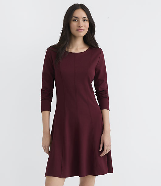 Seamed Ponte Long Sleeve Mini Dress