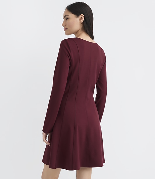 Seamed Ponte Long Sleeve Mini Dress