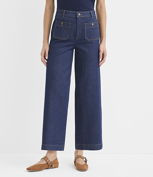 Palmer Denim Wide Leg Pants in Classic Rinse Wash