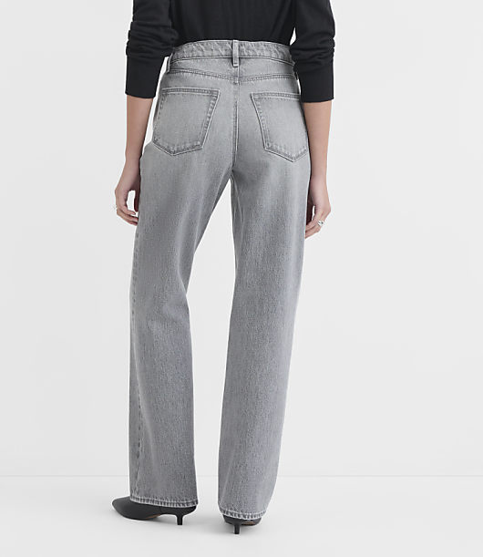 Rivete Mid Rise Crossover Relaxed Straight Jeans in Mid Grey Wash