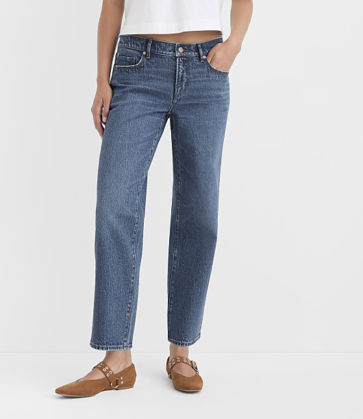 Rivete Low Rise Straight Jeans in Medium Original Enzyme Wash
