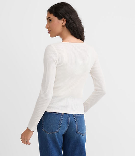 Petite Ruffle Ribbed Cardigan