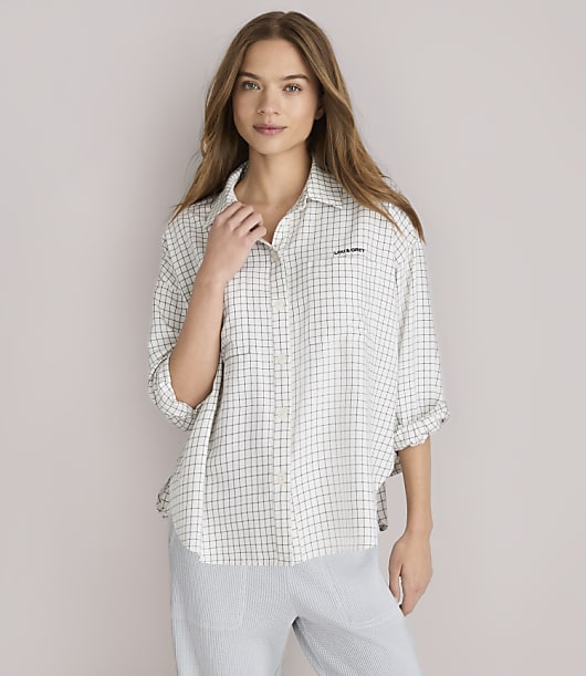 Loft Lou & Grey Plaid Logo Pocket Shirt