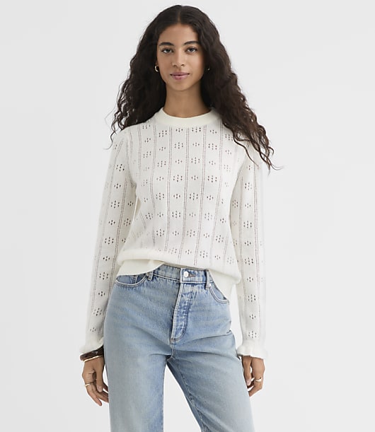 Pointelle Ruffle Cuff Sweater