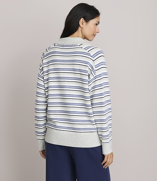 Lou & Grey Striped Cozy Jersey Polo Sweater