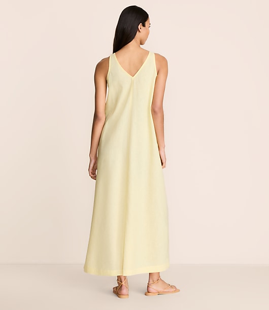 Petite Lou & Grey Linen Cotton Tie Keyhole Maxi Pocket Dress