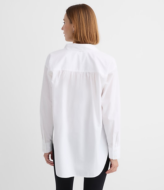 Bow Poplin Tunic Blouse