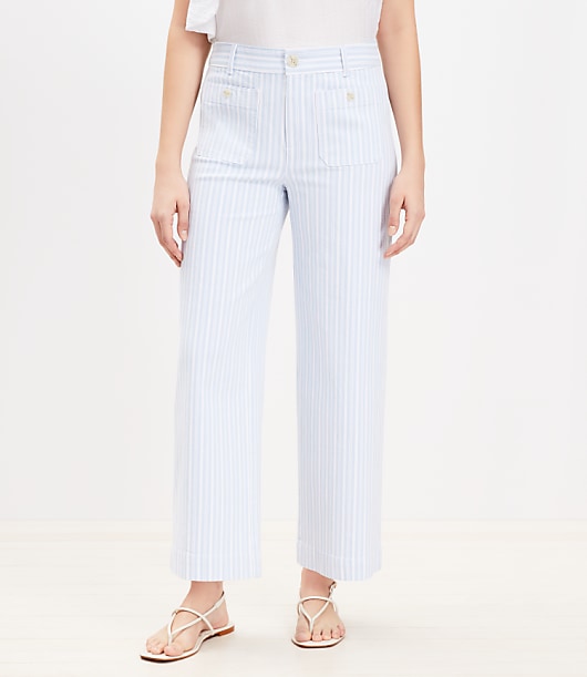 Palmer Wide Leg Crop Pants in Textured Stripe