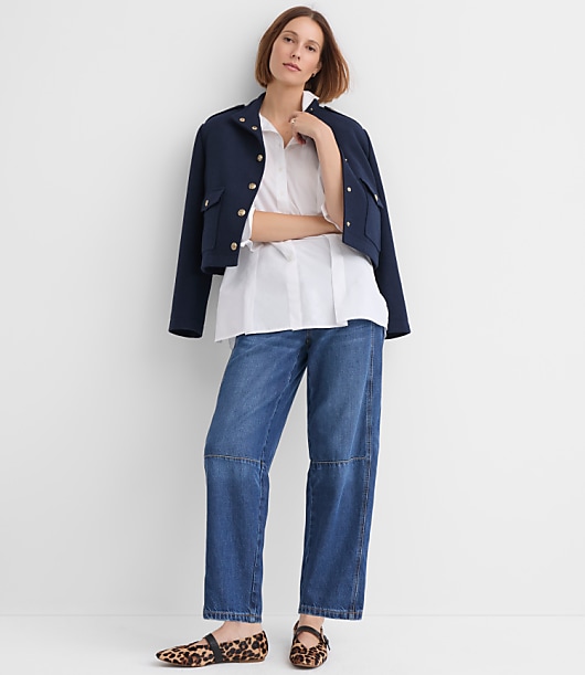 Seamed Poplin Tunic Shirt