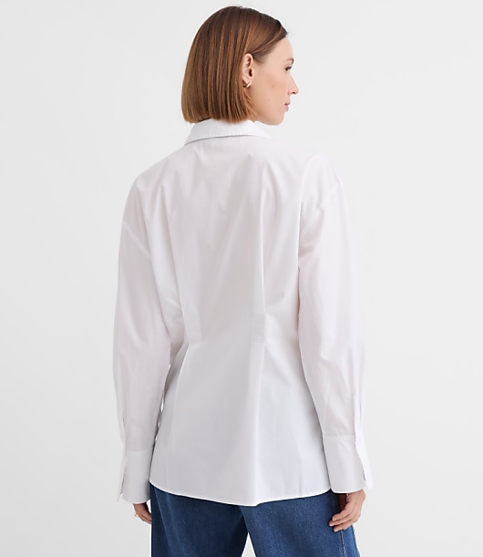 Seamed Poplin Tunic Shirt