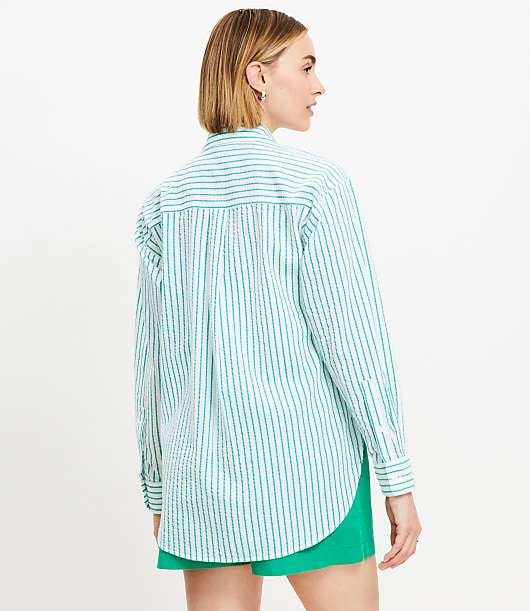 Petite Striped Everyday Oversized Pocket Shirt