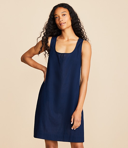 Lou & Grey Linen Cotton Tie Back Mini Pocket Dress