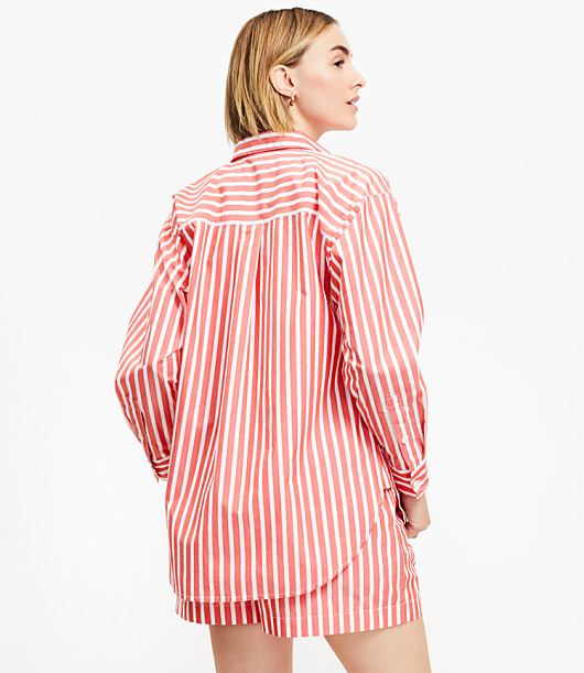 Petite Striped Poplin Everyday Oversized Pocket Shirt