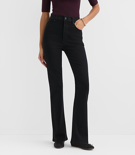 Rivete Tall High Rise Slim Flare Jeans in Noir Wash