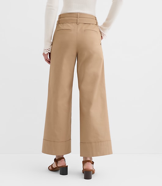 Petite Double Belted Wide Leg Pants