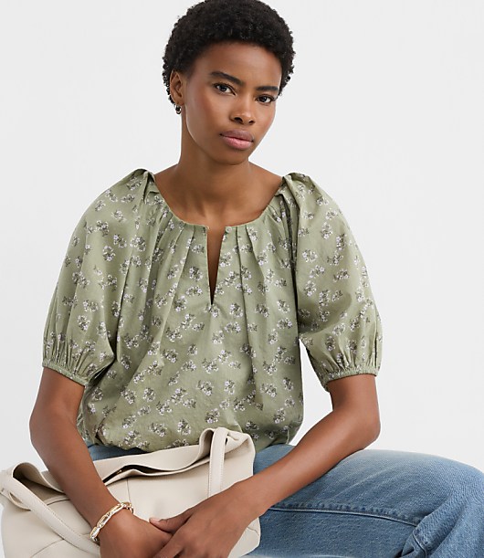Petite Floral Bubble Blouse
