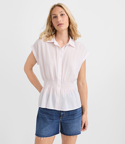 Stripe Smocked Waist Shirt