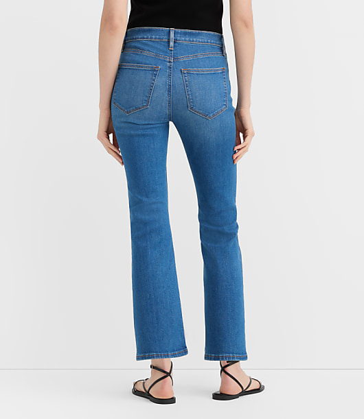 Rivete Tall Mid Rise Kick Crop Jeans in Dark Wash