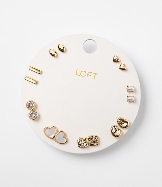 Loft Mother Of Pearl Heart Stud Earring Set