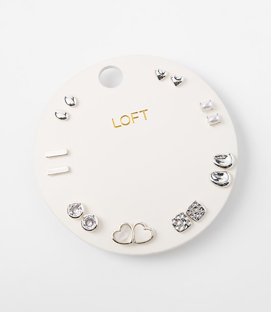 Loft Mother Of Pearl Heart Stud Earring Set