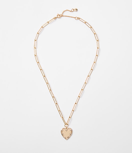 Loft Sparkle Heart Chain Link Necklace