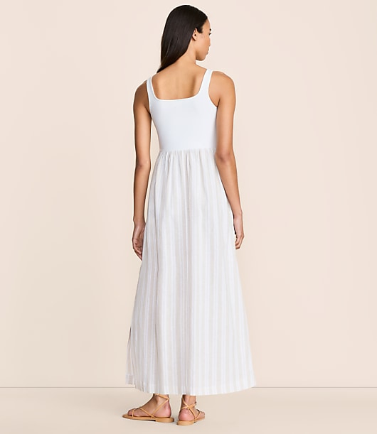 Lou & Grey Striped Linen Cotton Mixed Media Maxi Pocket Dress