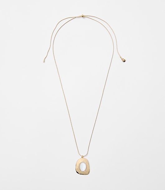 Loft Mother Of Pearl Pull Tie Pendant Necklace