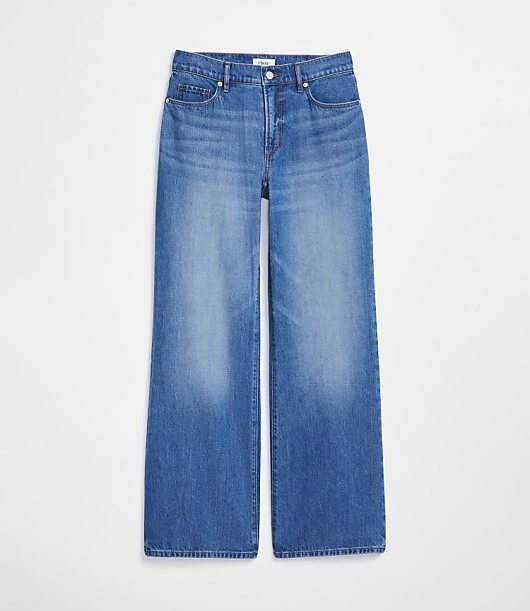Rivete Petite Curvy Mid Rise Wide Leg Jeans in Vintage Dark Wash