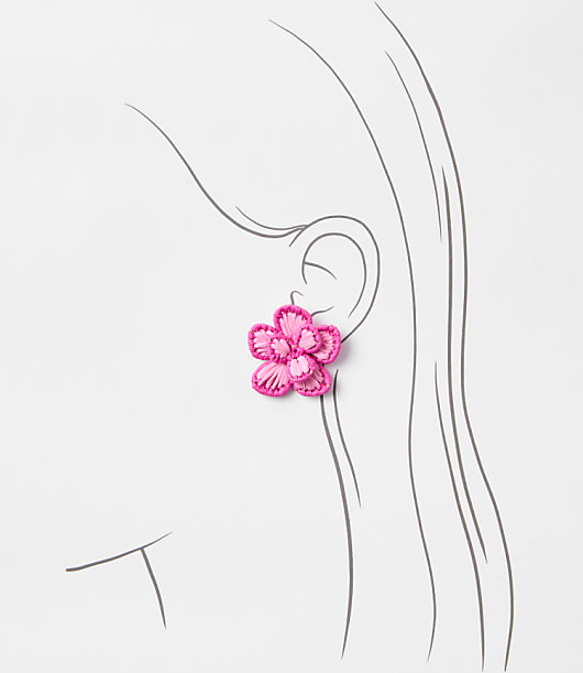 LOFT Beach Floral Raffia Statement Earrings
