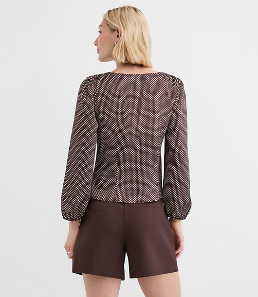 Petite Pindot Ruched Blouse