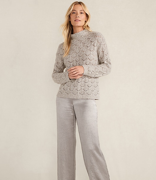 Haven Well Within Lurex Blend Pointelle Crewneck Sweater