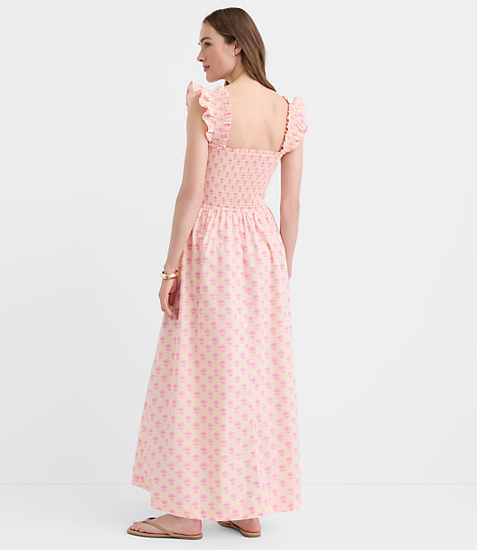 LOFT Beach Garden Poplin Ruffle Strap Maxi Pocket Dress